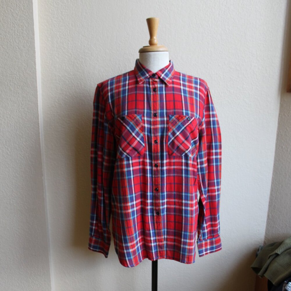 Denim & Supply Ralph Lauren Red Plaid Shirt Oversized Fit 100% Cotton Size LARGE